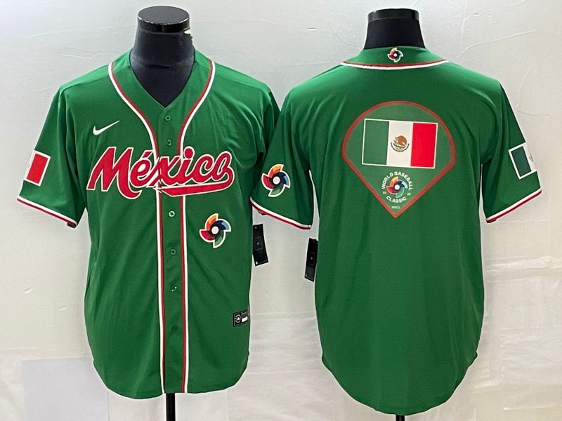 Men 2023 World Cub Mexico Blank Green Nike MLB Jersey11->more jerseys->MLB Jersey